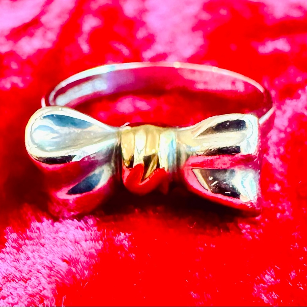 Authentic VINTAGE Tiffany & Co. Ribbon Ring Sterling Silver 925 and 18k Gold